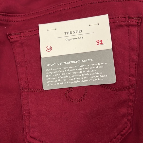 AG Adriano Goldschmied NWT The Stilt Cigarette Leg Dark Red Women’s Size 32 - Picture 4 of 8